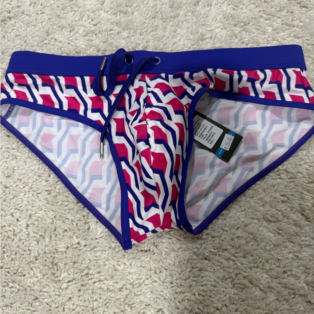 Stylish Blue and Pink Men's Swim Trunks